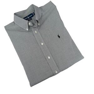 Ralph Lauren Button-Up Shirt Blue‎ Large 16-1/2 34/35 Men's Check  Long Sleeve